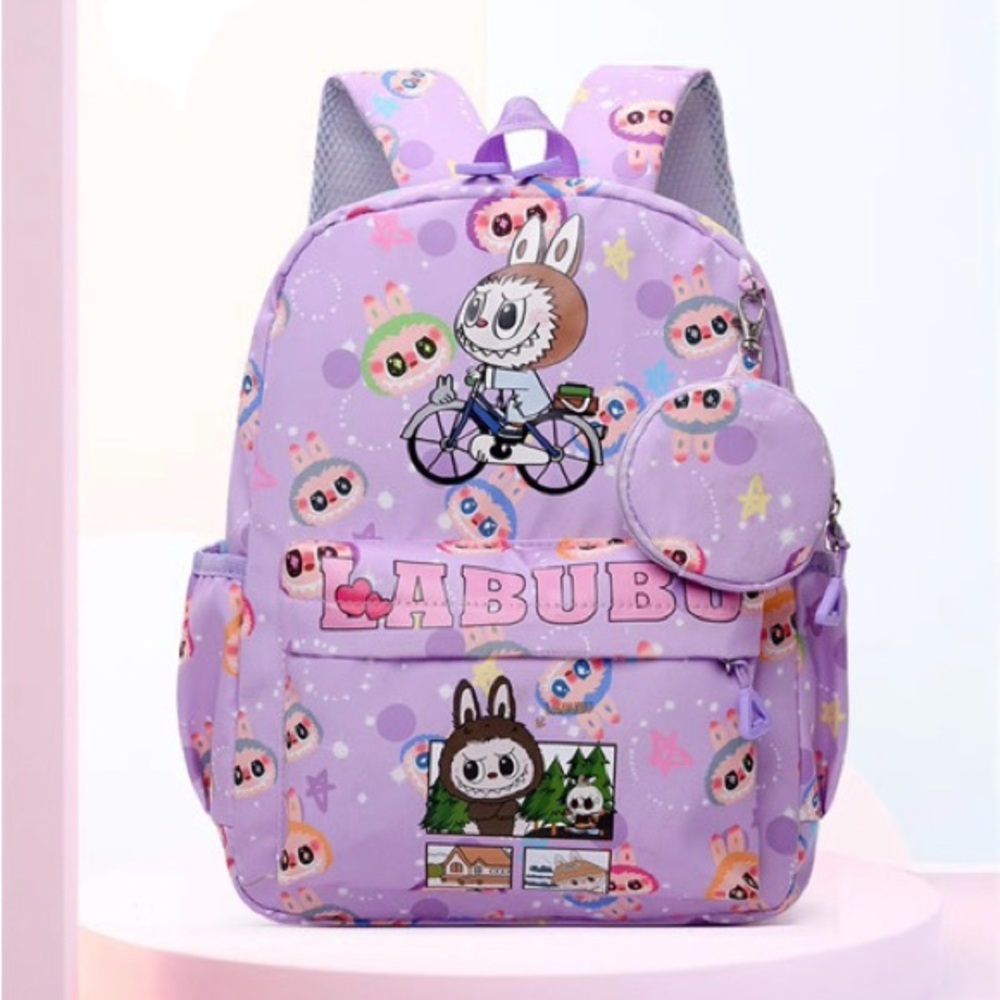 Kids Purple Backpack with Cartoon Design